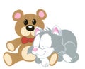 Kitten and Teddy Bear Royalty Free Stock Photo