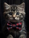 the kitten is wearing a bow tie and staring at the camera Royalty Free Stock Photo