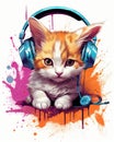 kitten wearing headphones Royalty Free Stock Photo