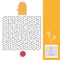 Kitten And Wool Ball Maze Game with Solution Vector illustration