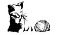 Kitten and Yarn Illustration