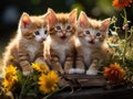 Kittens reading book in basket closeup photo Royalty Free Stock Photo