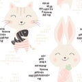 Kitty and bunny seamless pattern