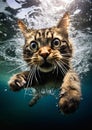 Feline Frenzy: A Tiny Kitten\'s Thrilling Dive into the Deep Blue