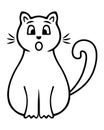 Kitty. A cat with a surprised face. Mustachioed animal with tail raised up. Doodle style. Cute pet