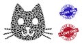 Kitty Had Mosaic of Debris with I Love Girl Distress Rubber Imprints