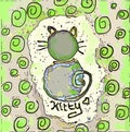 Kitty heart green cat