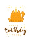 Kitty with Lettering Happy Birthday