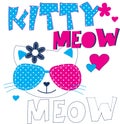 kitty meow cat face girls print vector art Royalty Free Stock Photo