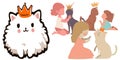 Kitty power girls fawning over cats with crowns graphics illustration