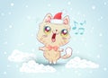 Kitty On Snow In Kawaii Style
