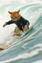 Kitty surfer catching the big wave