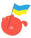 Kitty with Ukrainian flag Royalty Free Stock Photo
