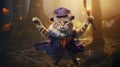 Kitty wizard fantasy themed background.Concept portrait of a cute cat dressed up. generative ai Royalty Free Stock Photo