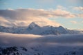 Kitzsteinhorn Snowy mountains sunset landscape view dark mood weather clouds Royalty Free Stock Photo