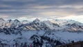 Kitzsteinhorn Snowy mountains sunset landscape view dark mood weather clouds Royalty Free Stock Photo