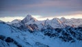 Kitzsteinhorn Snowy mountains sunset landscape view dark mood weather clouds Royalty Free Stock Photo