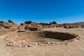 Kiva and ancient ruins at Pueblo Bonito in Chaco Canyon, New Mexico