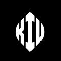KIW circle letter logo design with circle and ellipse shape. KIW ellipse letters with typographic style. The three initials form a Royalty Free Stock Photo