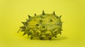 Kiwano, African cucumber, vegetable on yellow background