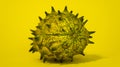 Kiwano, African cucumber, vegetable on yellow background