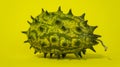 Kiwano, African cucumber, vegetable on yellow background