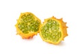 Kiwano or African horned melon slices isolated on white background Royalty Free Stock Photo