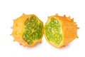 Kiwano or African horned melon slices isolated on white background Royalty Free Stock Photo