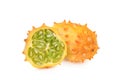 Kiwano or African horned melon slices isolated on white background Royalty Free Stock Photo