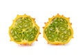 Kiwano or African horned melon slices isolated on white background Royalty Free Stock Photo