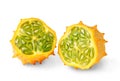 Kiwano or African horned melon slices isolated on white background Royalty Free Stock Photo