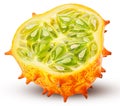 Kiwano, horned melon cut in half