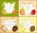 Kiwano and Mango Posters Set Vector Illustration