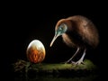 Kiwi bird and an egg Royalty Free Stock Photo