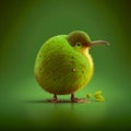 Kiwi bird illustration stilyzed kiwi fruit on a green background