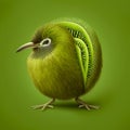 Kiwi bird illustration stilyzed kiwi fruit on a green background