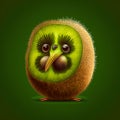 Kiwi bird illustration stilyzed kiwi fruit on a green background