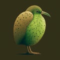 Kiwi bird illustration stilyzed kiwi fruit on a green background