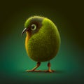 Kiwi bird illustration stilyzed kiwi fruit on a green background