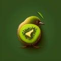 Kiwi bird illustration stilyzed kiwi fruit on a green background