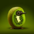 Kiwi bird illustration stilyzed kiwi fruit on a green background