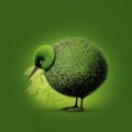 Kiwi bird illustration stilyzed kiwi fruit on a green background