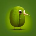 Kiwi bird illustration stilyzed kiwi fruit on a green background