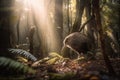 New Zealand Kiwi bird in a beautiful forest setting