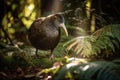 New Zealand Kiwi bird in a beautiful forest setting