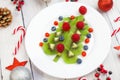 Kiwi Christmas tree - fun food idea for kids party or breakfast Royalty Free Stock Photo