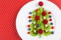 Kiwi Christmas tree - fun food idea for kids party or breakfast Royalty Free Stock Photo