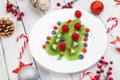 Kiwi Christmas tree - fun food idea for kids party or breakfast Royalty Free Stock Photo