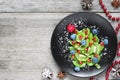 Kiwi christmas tree. funny food idea for kids. Christmas and New Year food background Royalty Free Stock Photo