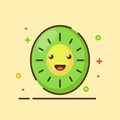 Kiwi cute mascot face emotion happy fruit with color flat cartoon outline style Royalty Free Stock Photo